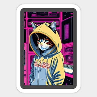 Cat looking cute on Hoodies Sticker